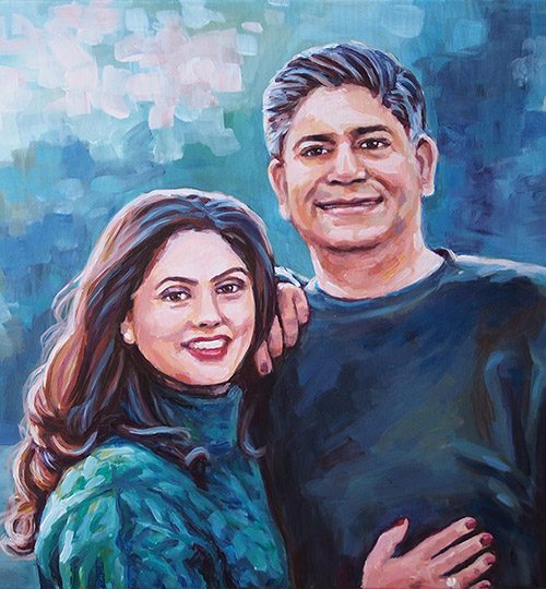 malovaný portrét pár