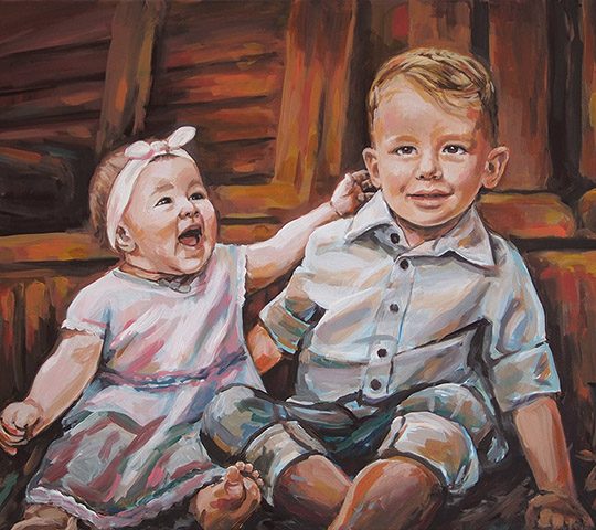 malovaný portrét dětí
