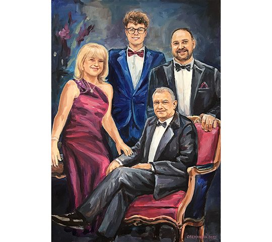 rodina malovaný portrét