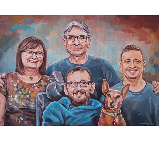 Rodina - malovaný portrét
